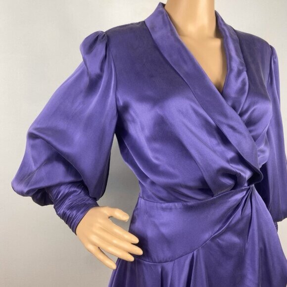 ZIMMERMANN Silk Wrap Mini Dress Violet Purple Size 1 / M / 6-8 - Picture 3 of 12